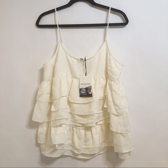 Who What Wear Tops - Who What Wear Medium Ivory Ruffle Tank Top